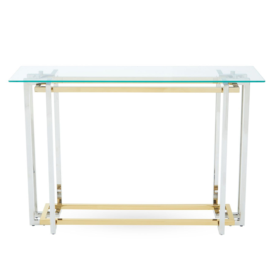 Elaina Clear Glass Console Table With Stainless Steel Base