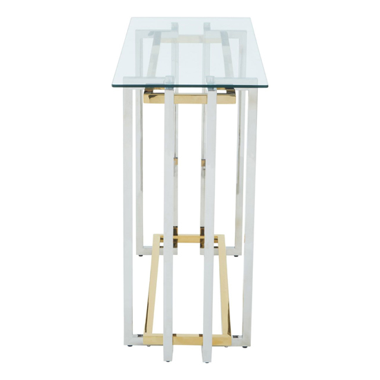 Elaina Clear Glass Console Table With Stainless Steel Base