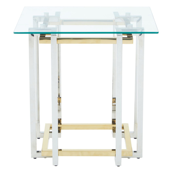 Elaina Clear Glass Side Table With Stainless Steel Base