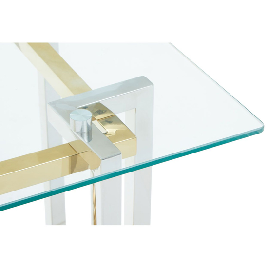 Elaina Clear Glass Side Table With Stainless Steel Base
