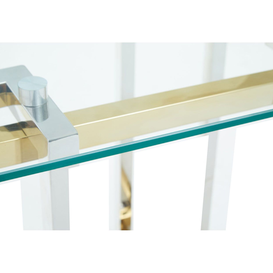 Elaina Clear Glass Side Table With Stainless Steel Base