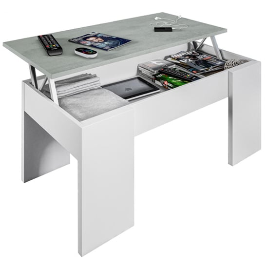 Read more about Elaina lift up wooden coffee table in white and concrete