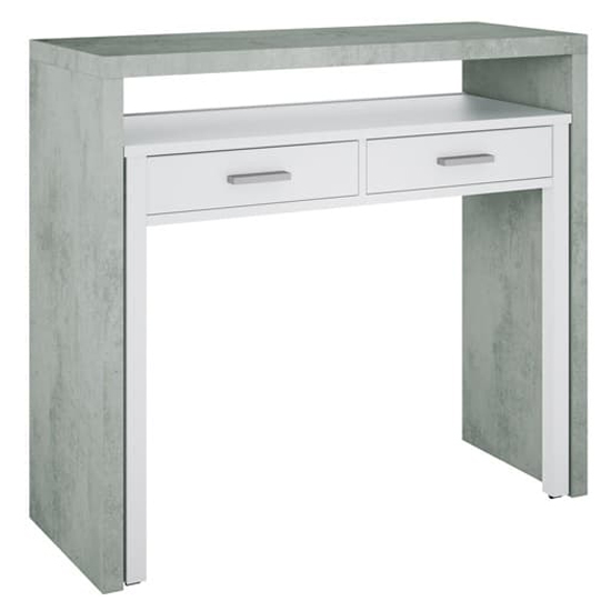 Elaina Pull Out Wooden Laptop Desk In White And Concrete