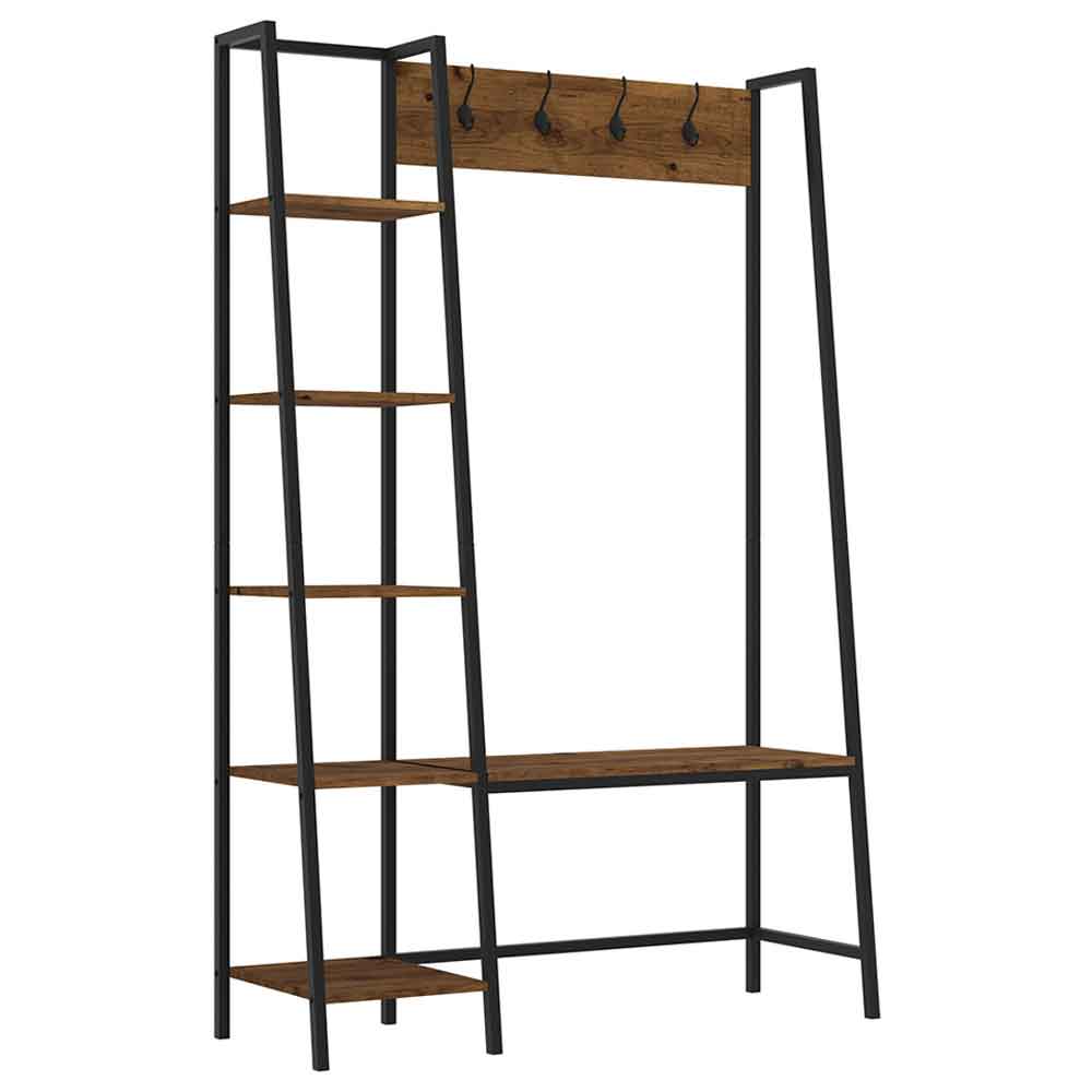 Elaina Rustic Wooden Large Hallway Storage Unit With Metal Frame - Vintage Pine