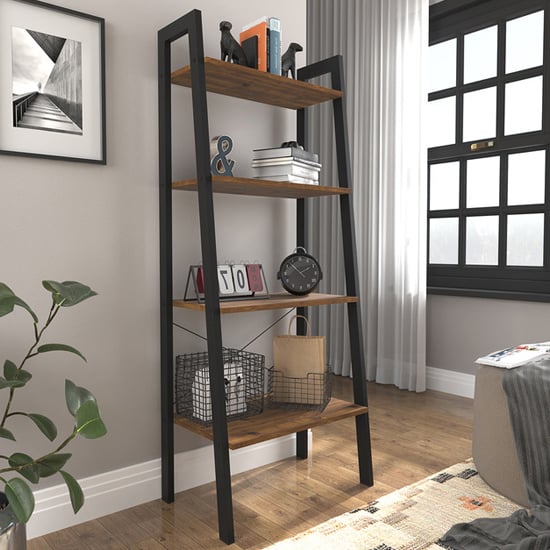 Read more about Elaina rustic wooden shelving unit in vintage pine