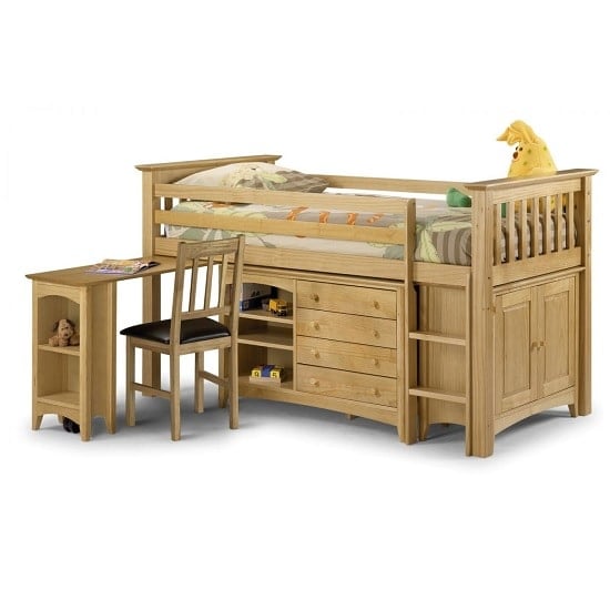 Elanor Wooden Sleep Station In Solid Pine With Right Hand Ladder