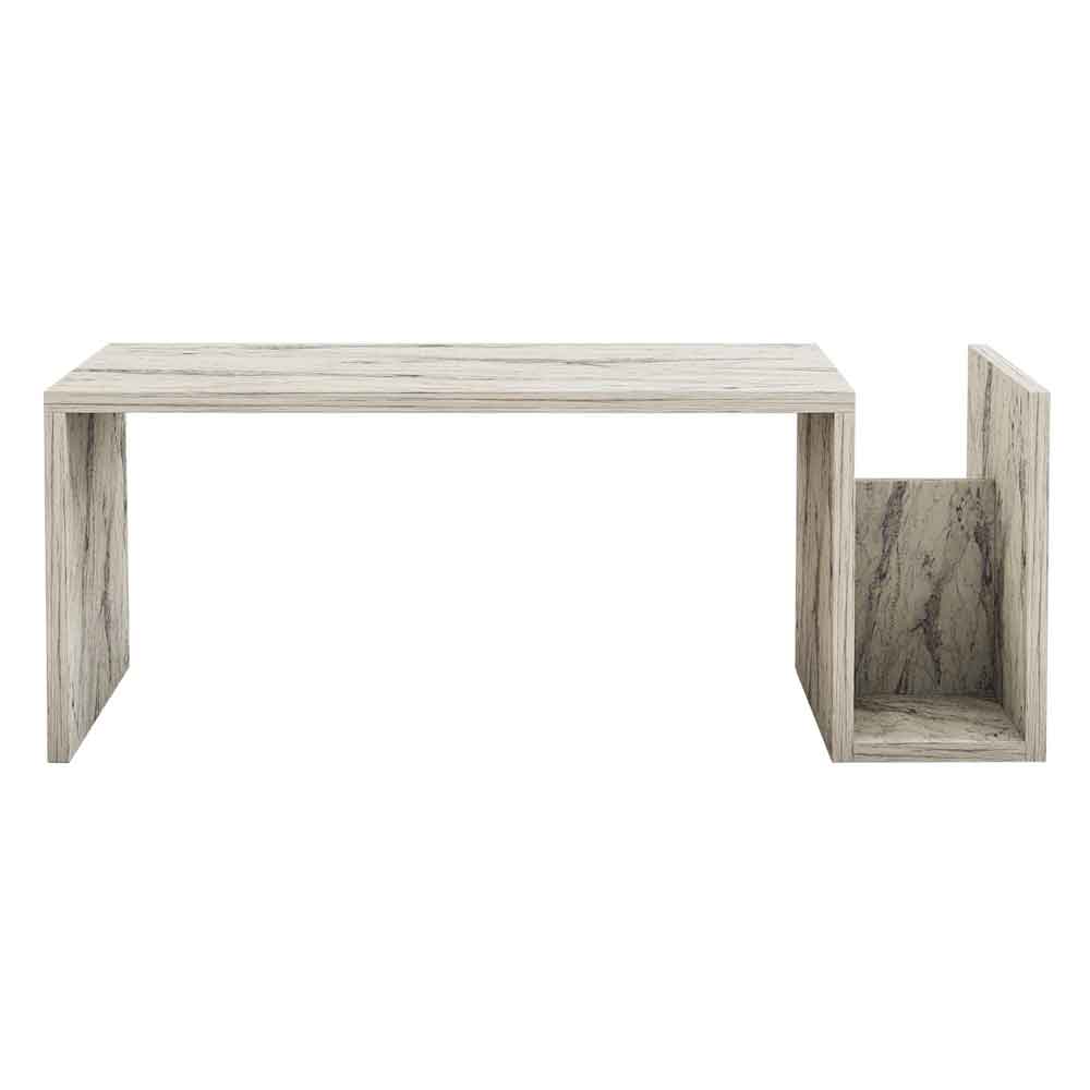 Elara Wooden Coffee Table with Magazine Rack in Freesia Marble Effect
