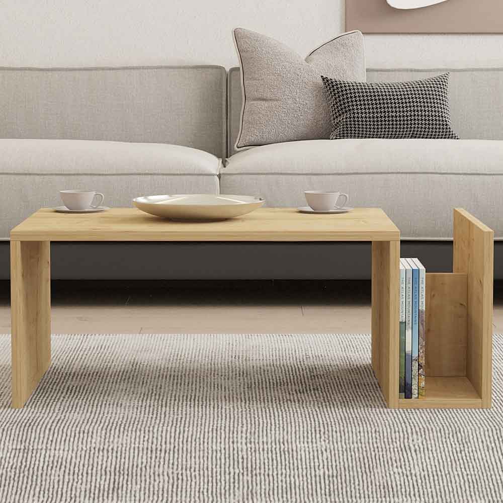 Elara Wooden Coffee Table with Magazine Rack in Sapphire Oak