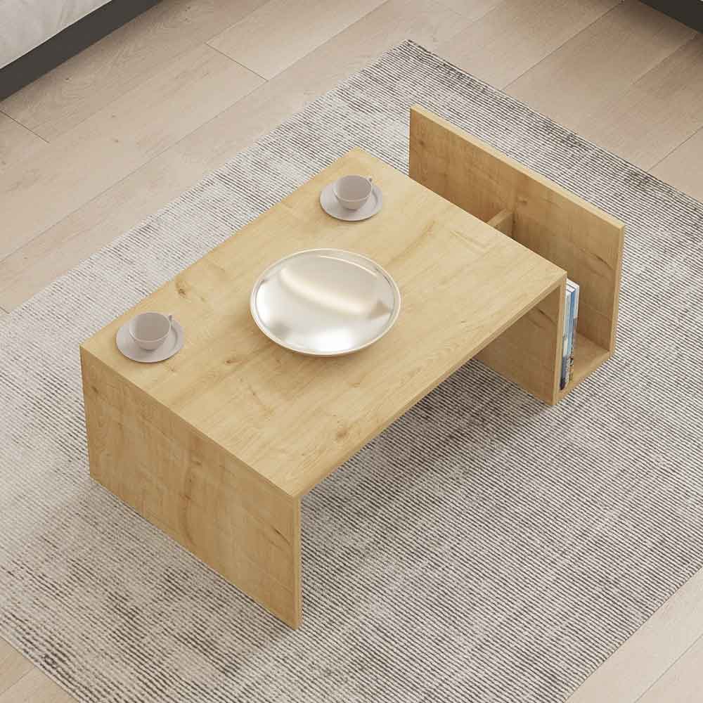 Elara Wooden Coffee Table with Magazine Rack in Sapphire Oak