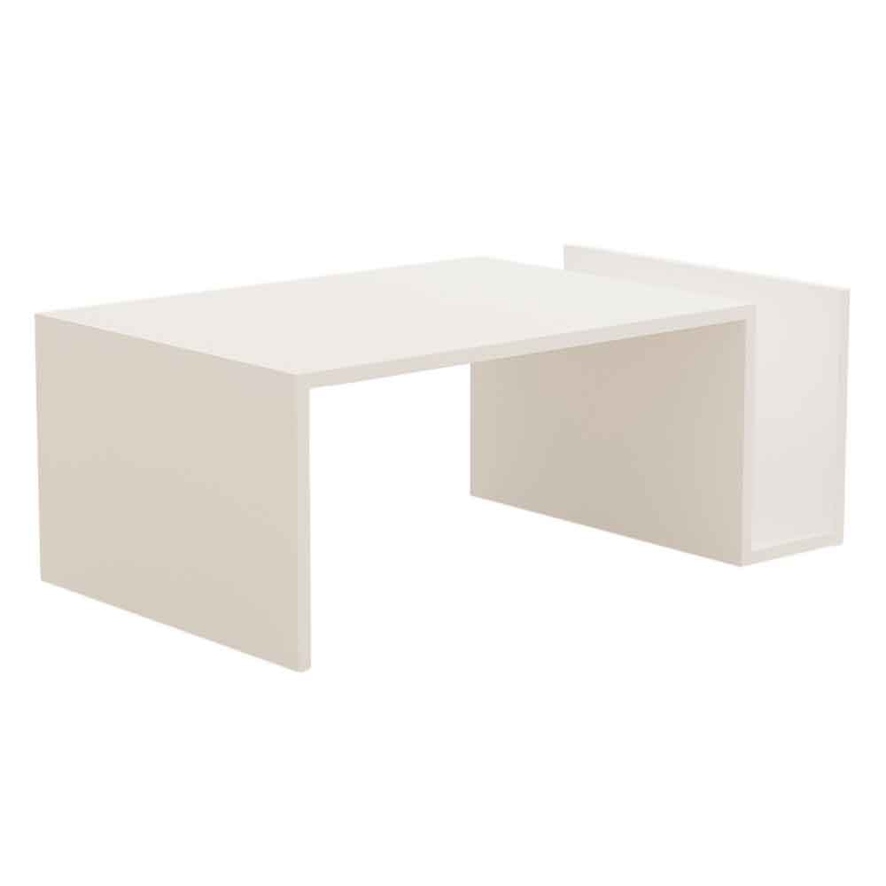 Elara Wooden Coffee Table with Magazine Rack in White