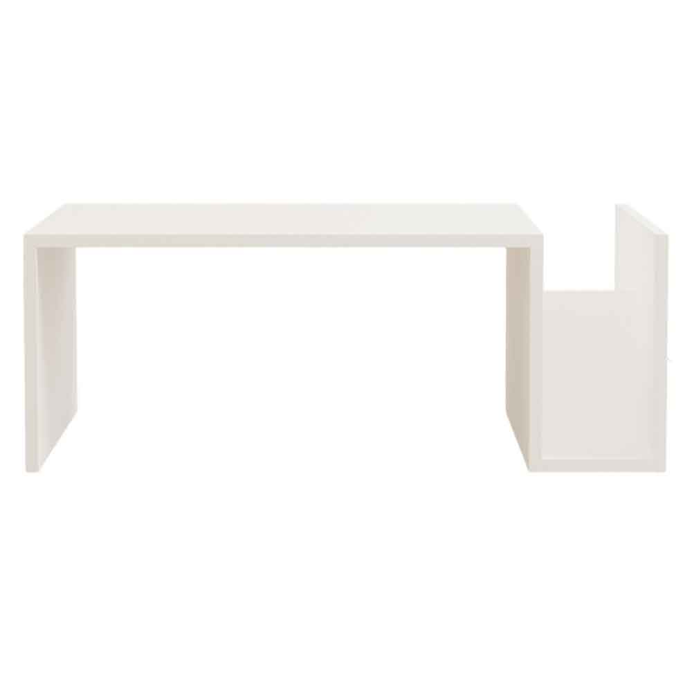 Elara Wooden Coffee Table with Magazine Rack in White