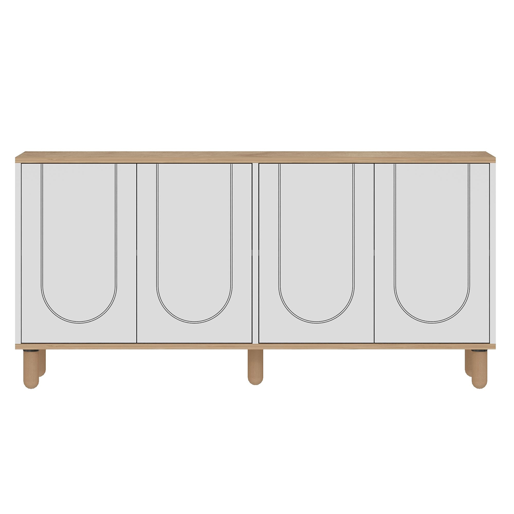Elaris Wooden Sideboard with 4 Doors in Sapphire Oak and White