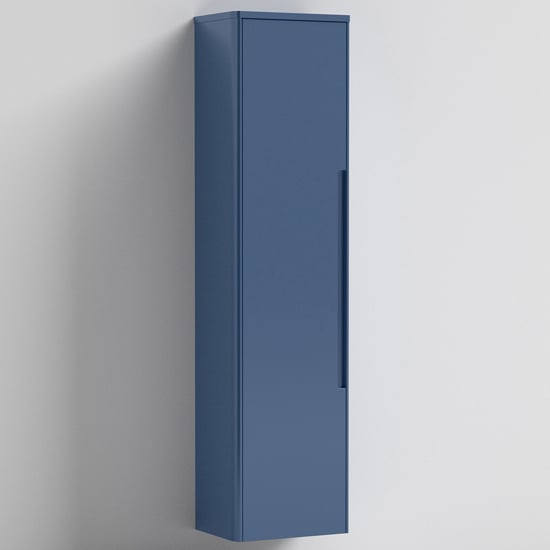 Product photograph of Elba 35cm Bathroom Wall Hung Tall Unit In Satin Blue from Furniture in Fashion