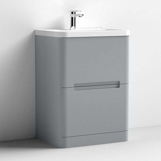 Read more about Elba 60cm floor vanity with ceramic basin in satin grey