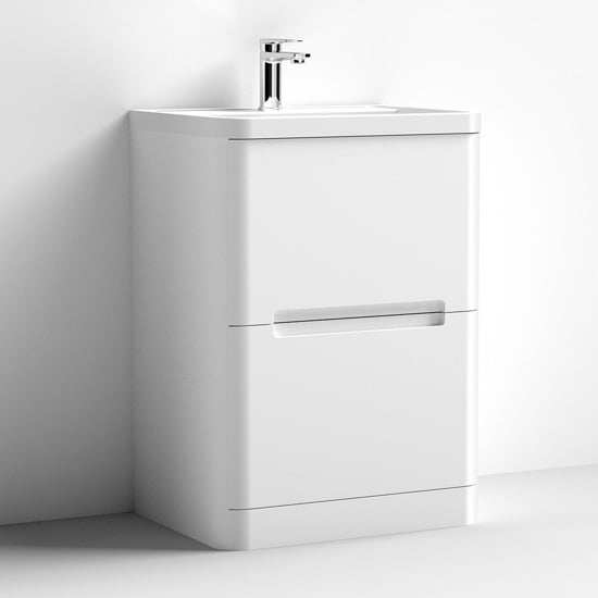 Read more about Elba 60cm floor vanity with ceramic basin in satin white