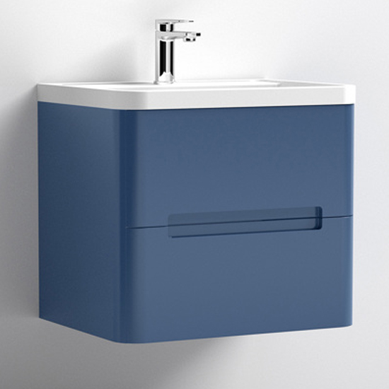 Read more about Elba 60cm wall hung vanity with ceramic basin in satin blue