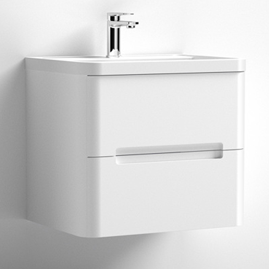 Read more about Elba 60cm wall hung vanity with ceramic basin in satin white