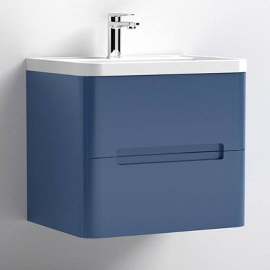 Read more about Elba 60cm wall hung vanity with polymarble basin in satin blue