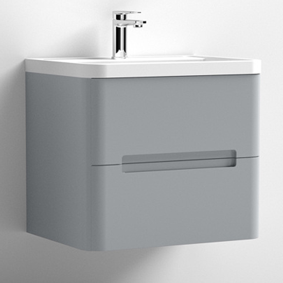 Read more about Elba 60cm wall hung vanity with polymarble basin in satin grey