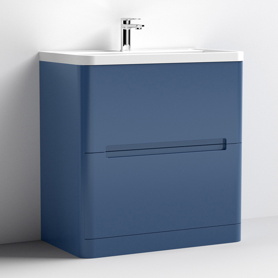 Read more about Elba 80cm floor vanity with ceramic basin in satin blue