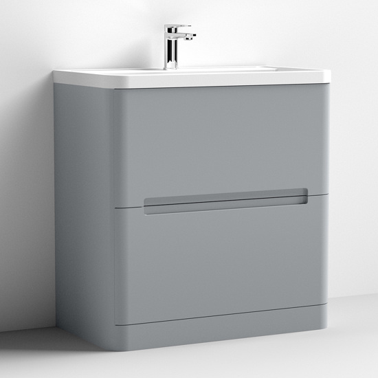 Read more about Elba 80cm floor vanity with ceramic basin in satin grey