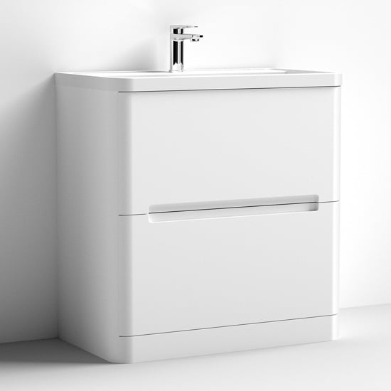 Read more about Elba 80cm floor vanity with ceramic basin in satin white
