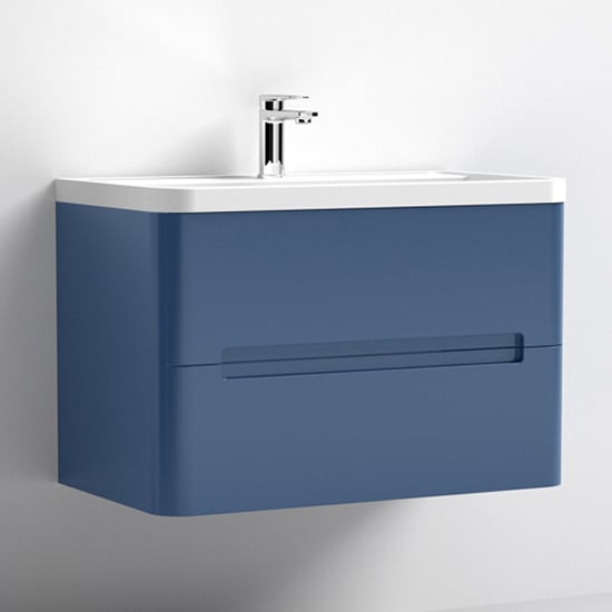 Read more about Elba 80cm wall hung vanity with ceramic basin in satin blue