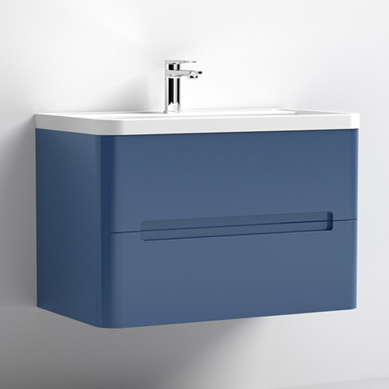 Read more about Elba 80cm wall hung vanity with polymarble basin in satin blue