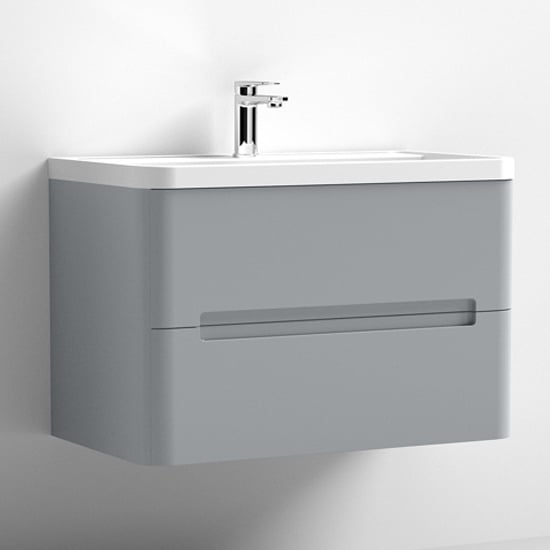Read more about Elba 80cm wall hung vanity with polymarble basin in satin grey