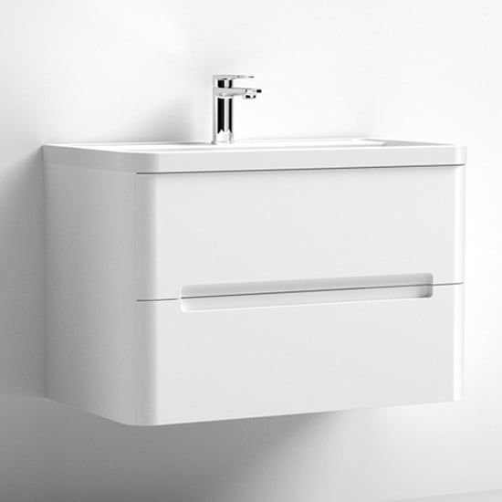 Read more about Elba 80cm wall hung vanity with polymarble basin in satin white