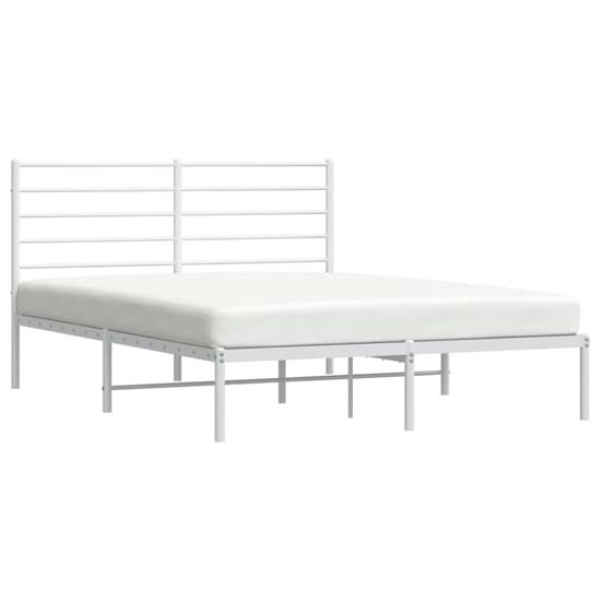 Eldon Metal Double Bed With Headboard In White
