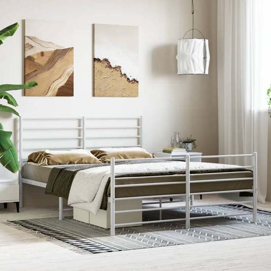 Product photograph of Eldon Metal Double Bed In White from Furniture in Fashion