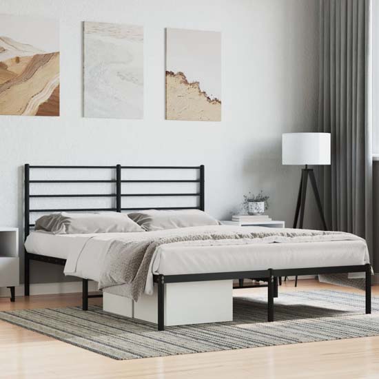 Read more about Eldon metal king size bed with headboard in black