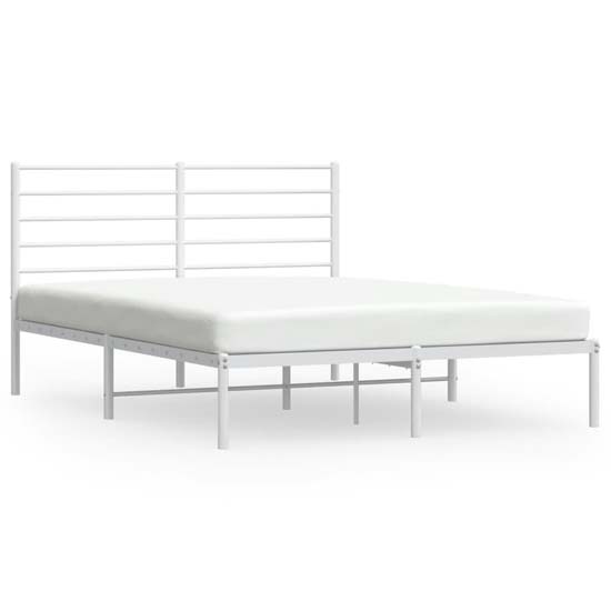 Eldon Metal King Size Bed With Headboard In White