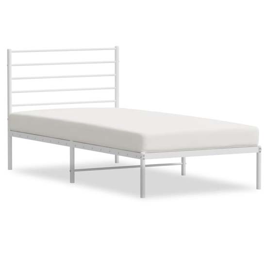 Eldon Metal Single Bed With Headboard In White