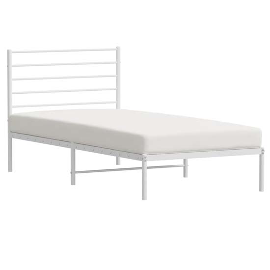 Eldon Metal Single Bed With Headboard In White
