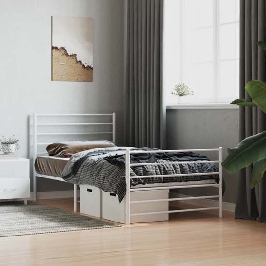 Product photograph of Eldon Metal Single Bed In White from Furniture in Fashion
