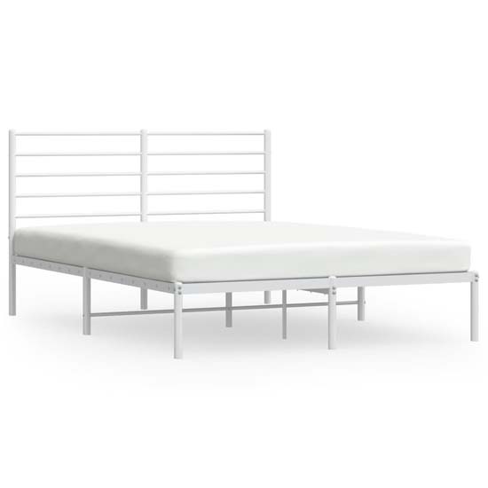 Eldon Metal Small Double Bed With Headboard In White