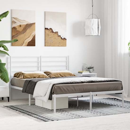 Product photograph of Eldon Metal Small Double Bed With Headboard In White from Furniture in Fashion