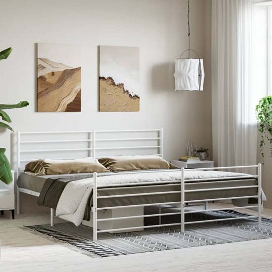 Product photograph of Eldon Metal Super King Size Bed In White from Furniture in Fashion