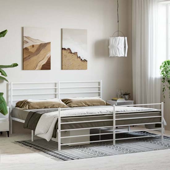 Read more about Eldon metal super king size bed in white