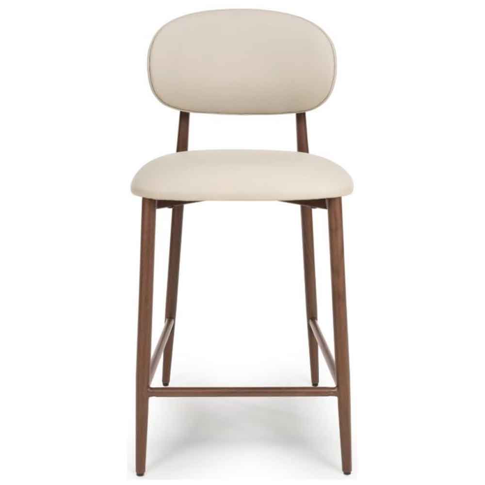 Eldoro Taupe Faux Leather Counter Bar Chairs with Brown Legs in Pair