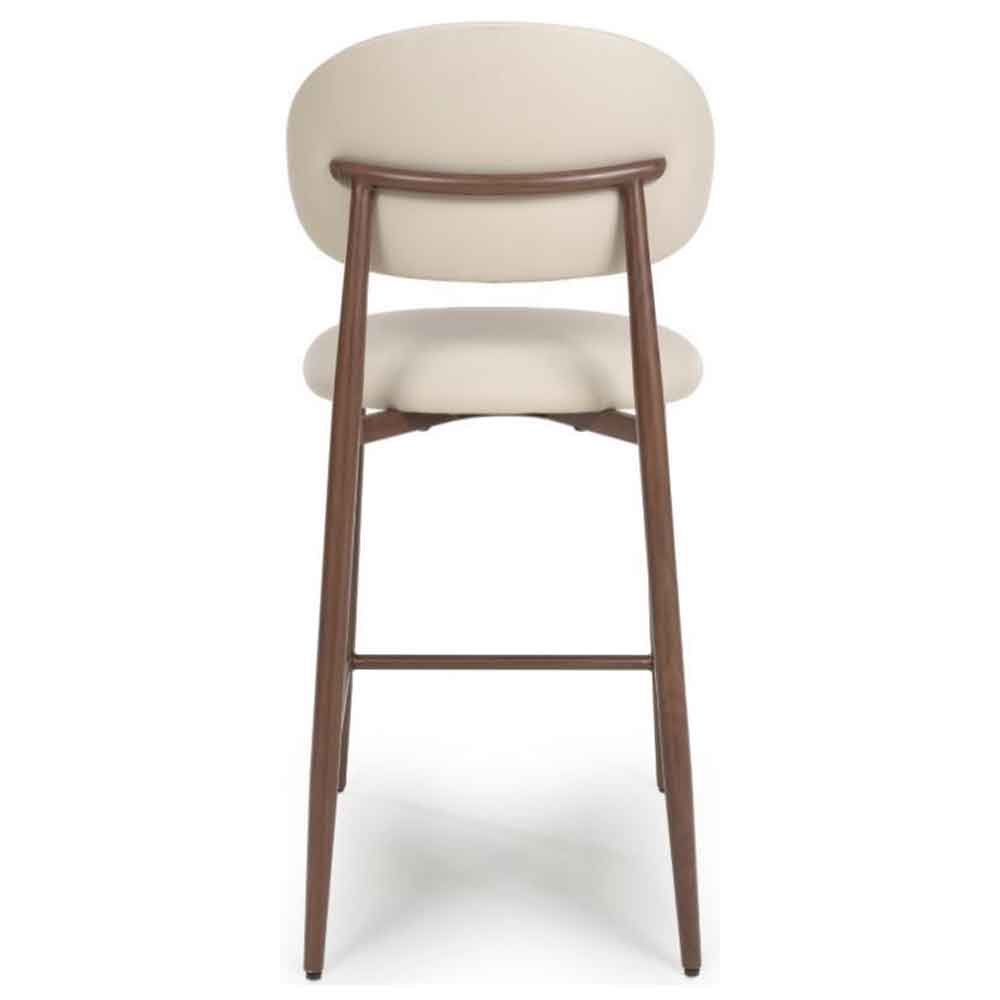 Eldoro Taupe Faux Leather Counter Bar Chairs with Brown Legs in Pair