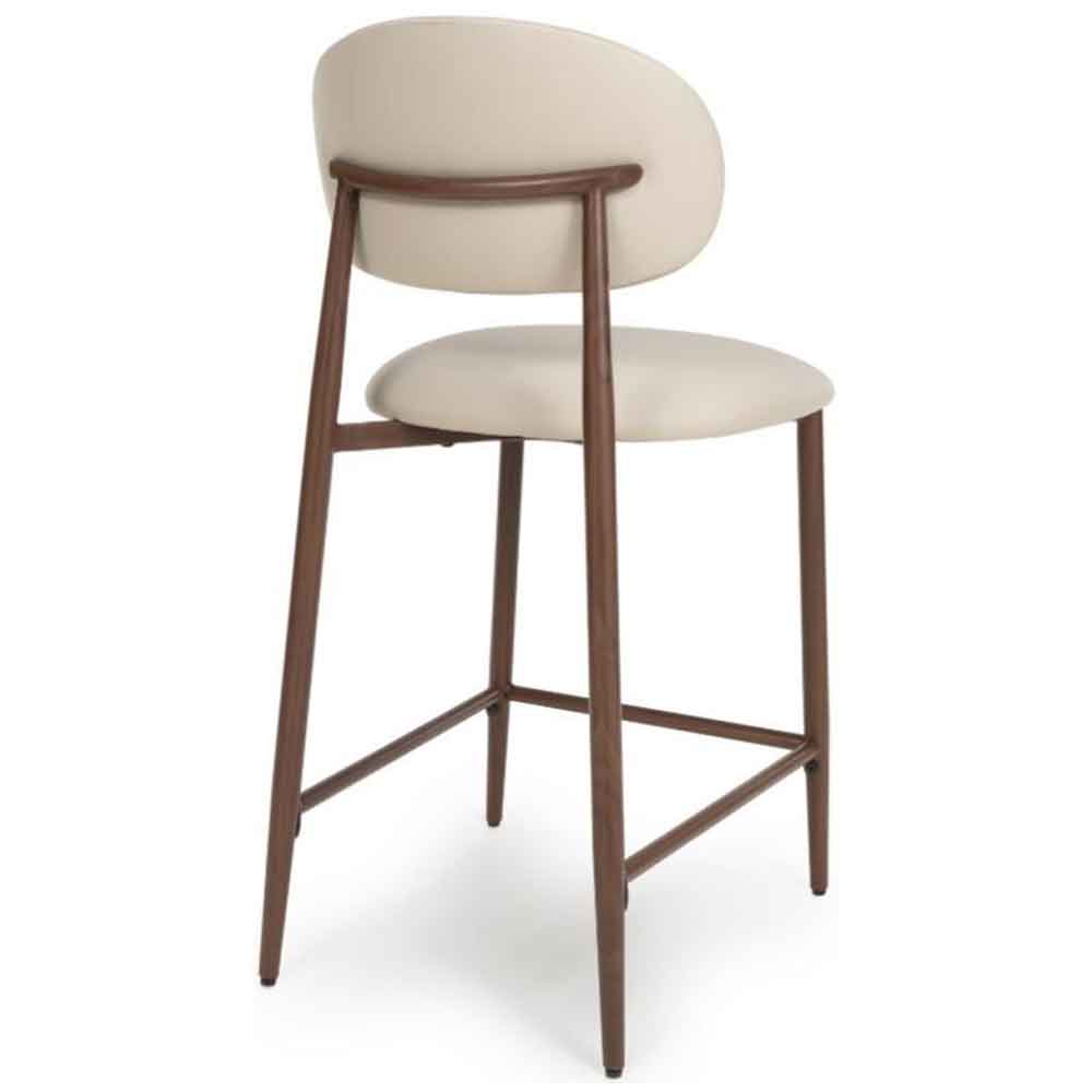 Eldoro Taupe Faux Leather Counter Bar Chairs with Brown Legs in Pair