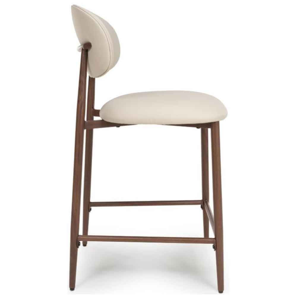 Eldoro Taupe Faux Leather Counter Bar Chairs with Brown Legs in Pair