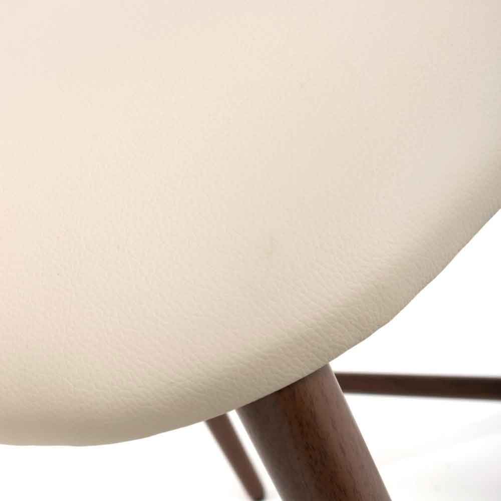 Eldoro Taupe Faux Leather Counter Bar Chairs with Brown Legs in Pair