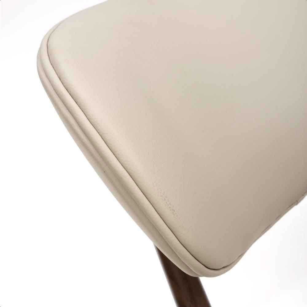 Eldoro Taupe Faux Leather Counter Bar Chairs with Brown Legs in Pair