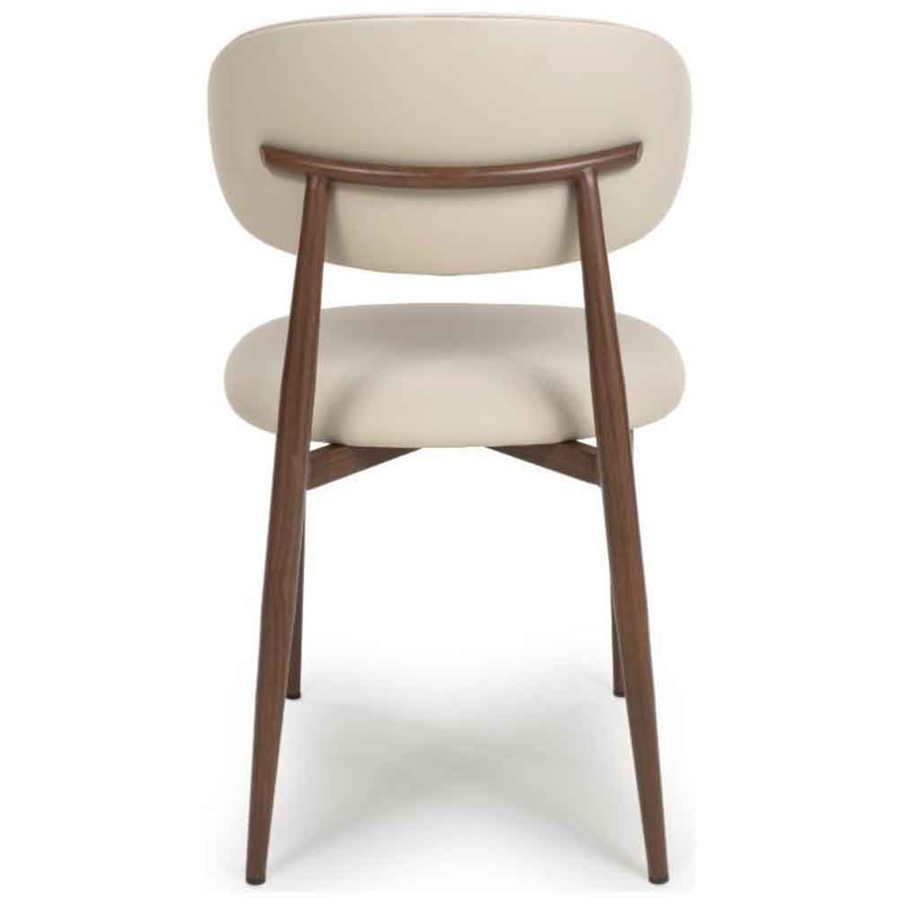 Eldoro Taupe Faux Leather Dining Chairs with Brown Legs in Pair