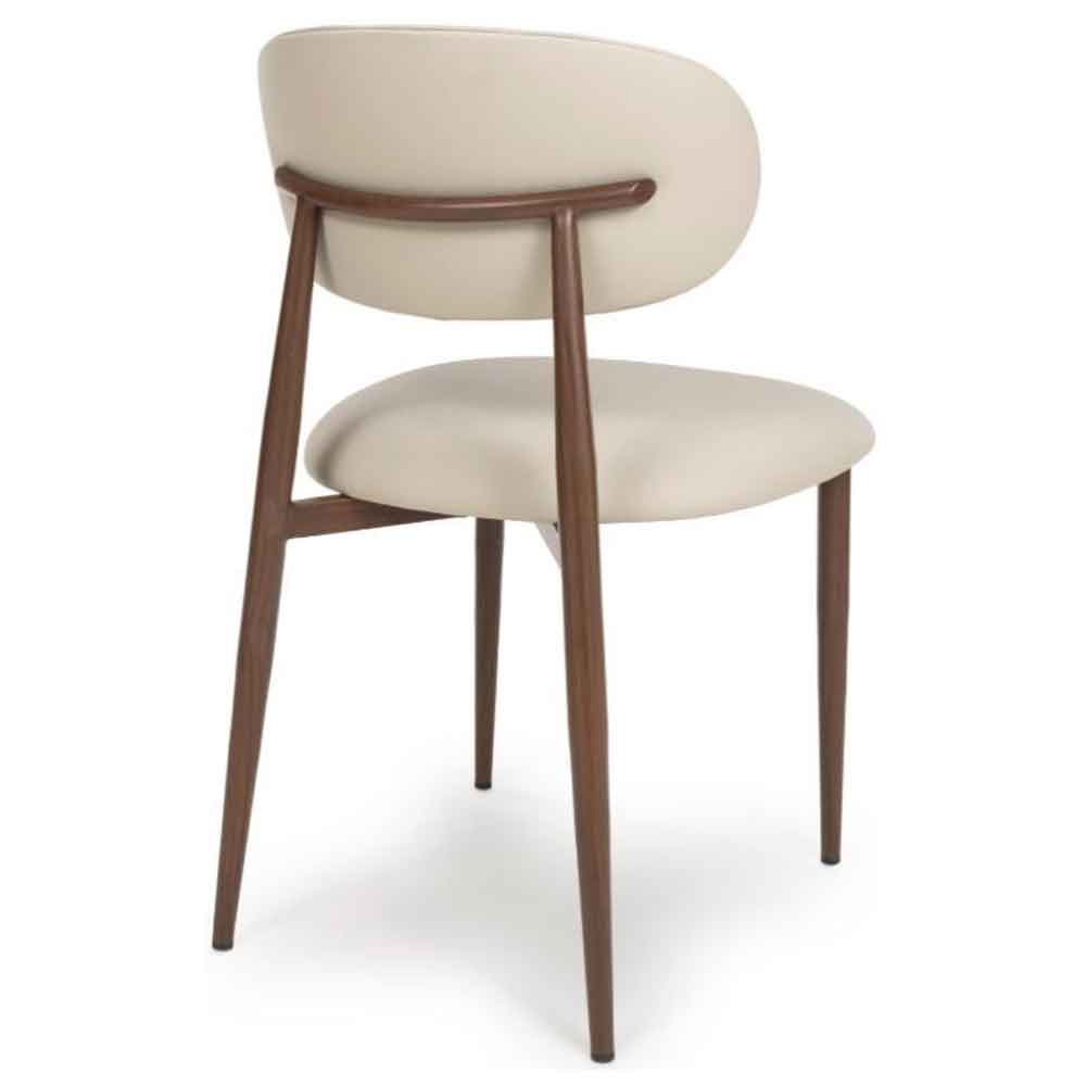 Eldoro Taupe Faux Leather Dining Chairs with Brown Legs in Pair