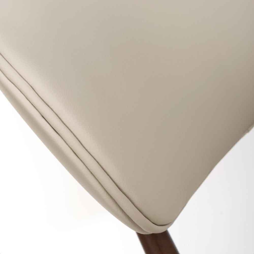 Eldoro Taupe Faux Leather Dining Chairs with Brown Legs in Pair